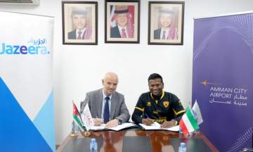 MoU signed by Barathan Pasupathi, CEO, Jazeera Airways, and Ahmed Azzam, CEO, Jordan Airport Company 
