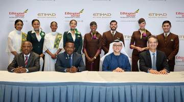 Signing ceremony of Etihad and Ethiopian’s launch of strategic joint venture and new flights