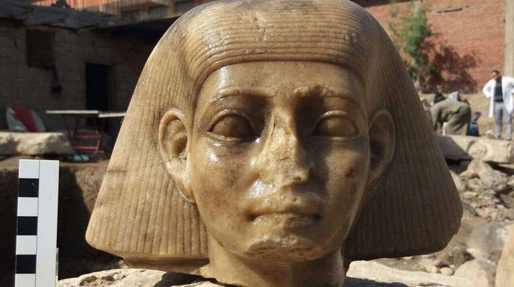 The statue pieces are being restored at Grand Egyptian Museum in Cairo