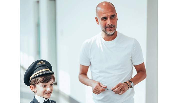 Manchester City’s Pep Guardiola celebrates World Pilots’ Day with Etihad Airways 