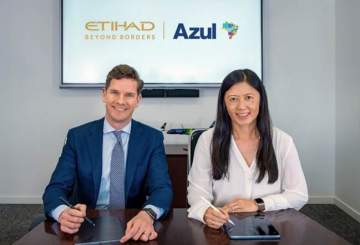 Etihad Airways and Azul Brazilian Airlines have launched a frequent flyer partnership agreement